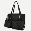 3pcs/set Leather Pure Color Rivet Women Shoulder Crossbody Totes Top-handle Bags