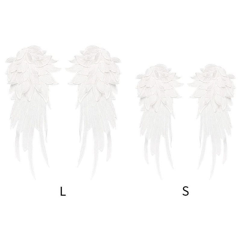 DIY Crafts White Embroidery Sewing Flower Collar Patch Angel Wing Applique