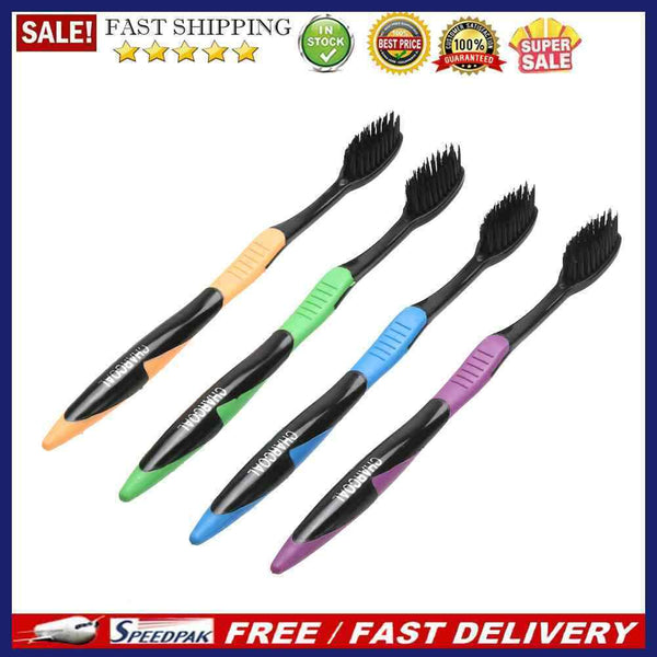 4Pcs Bamboo Charcoal Toothbrush Oral Dental Care Soft Teeth Brush Set