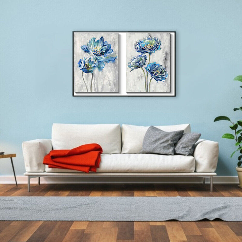 DIY Hand Painted 2 Panel Paint By Numbers Oil Canvas Pictures Flowers Kit C