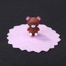 Transparent Cherry Cartoon Silicone Cup Cover Heatproof Reusable Lid (Bear)