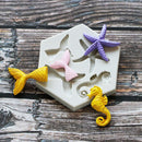 Silicone 4-Cavity Ocean Animals Mold Dessert  Baking Tray Pastry Decoration
