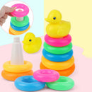 Early Educational Rainbow Tower Stack Circle Duck Ring Puzzle Pyramid (A) Newly