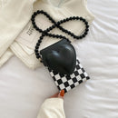 Heart Flap Bead Strap Shoulder Bag Ladies Leather Handbags Female Crossbody Tote