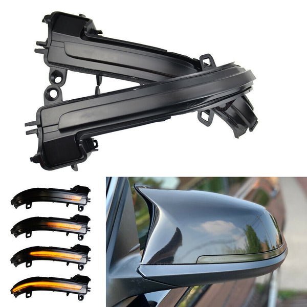 Smoked Side Mirror Sequential Blink Turn Signal Light For BMW 1 2 3 4 Series i3