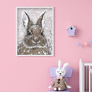 Snow Rabbit Full Round Drill Mosaic Wall Art Picture of Rhinestone Decorati