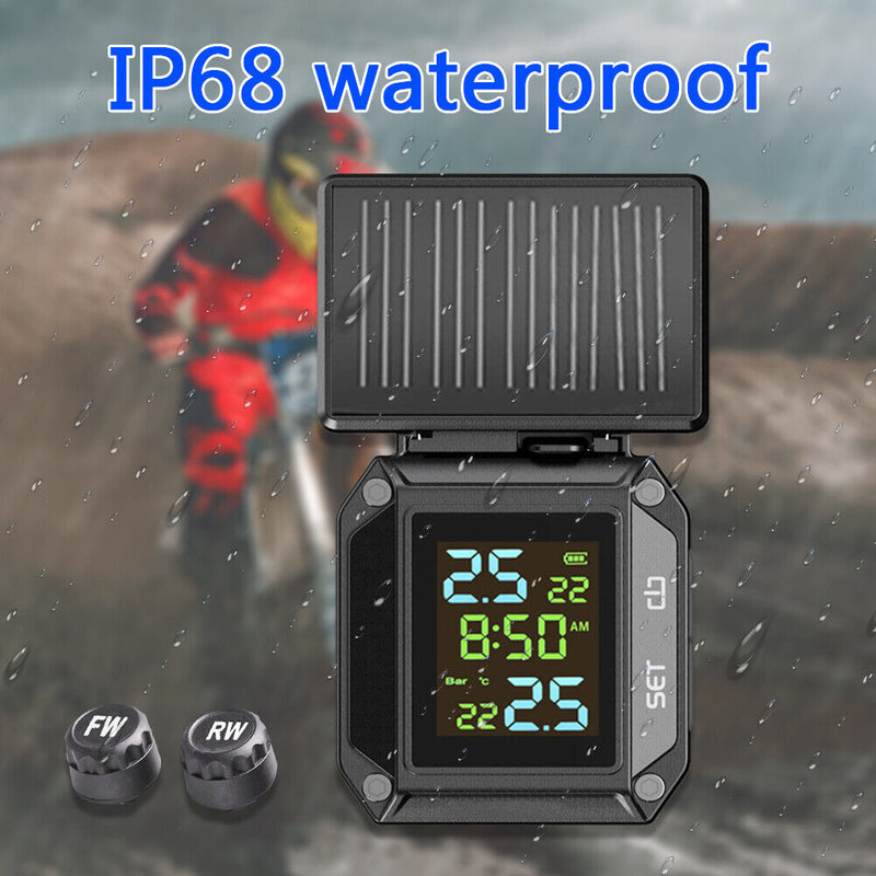 Wireless Motor Tire Pressure Monitoring Solar Waterproof Motorcycle TPMS Ki