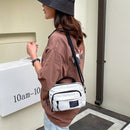 Unisex Shoulder Bag Oxford Handheld Crossbody Zip Satchel Handbag (White)