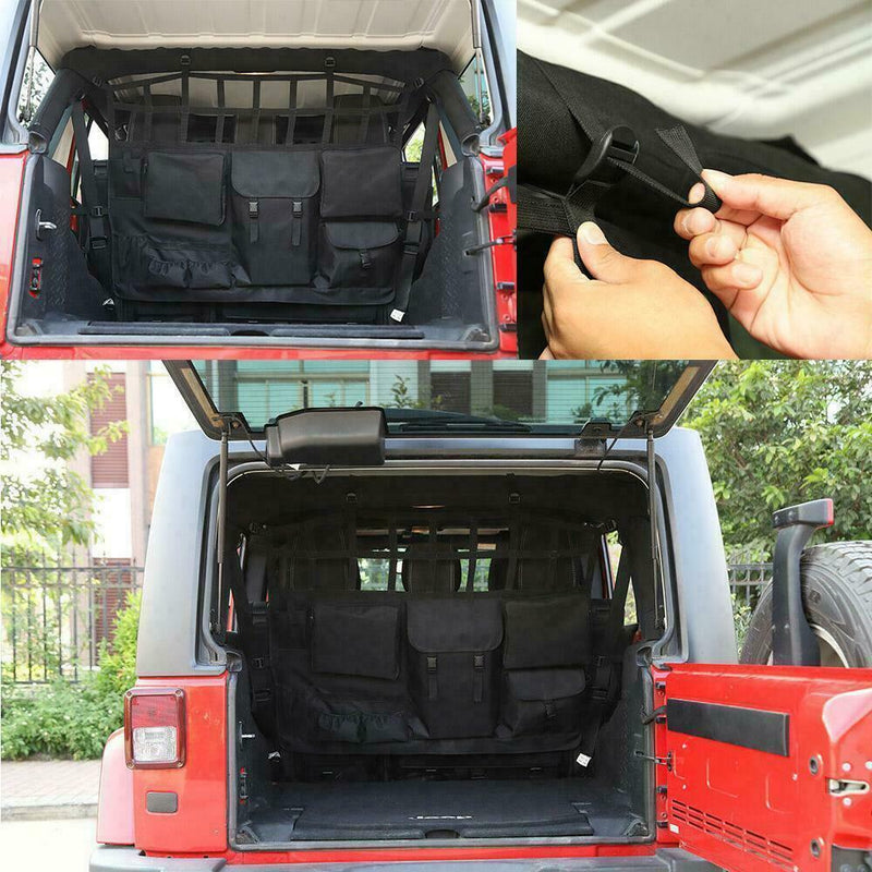 Multi Pockets Storage Organizer Cargo Bag Rear Bench For Jeep Seat Cover T9J5