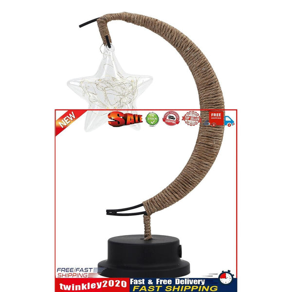 Table Desk Lamp Hemp Rope Star LED Night Light Decor (A Battery Powered) Newly