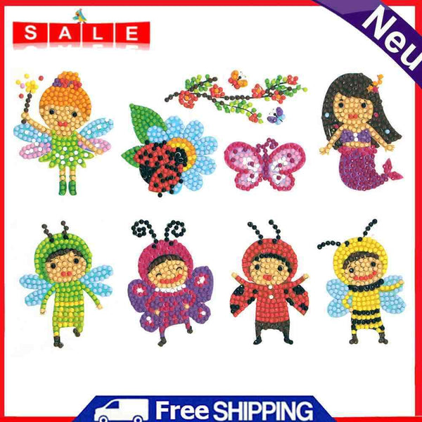 8pcs DIY Diamond Painting Stickers Animals Kids Cross Stitch Needlework Decals