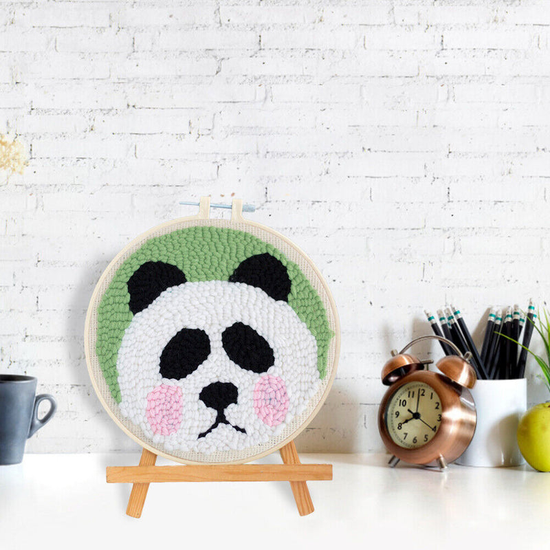 Panda Pattern Punch Needle Embroidery Kit DIY Craft Easy Needlework Wool Work