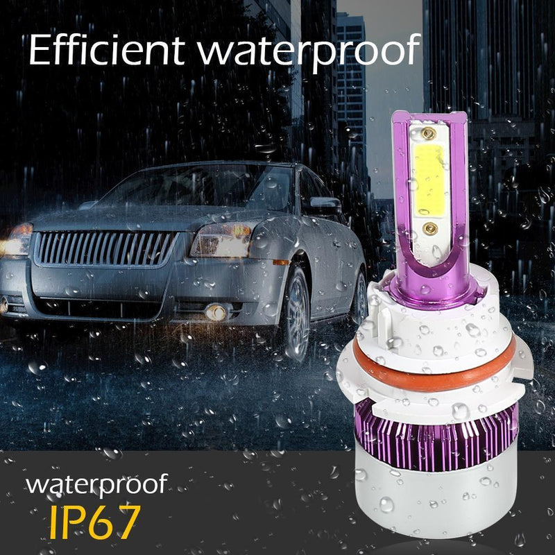 1 Pair COB LED Car Headlight Bulbs 72W 6500K Auto Headlamp Fog Light IP67 Purple