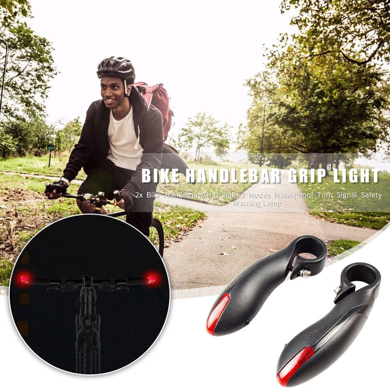 2x Bicycle Handlebar Grip Light 3 Modes MTB Turn Signal Safety Warning Lamp