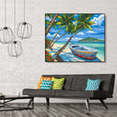 Painting By Numbers Kit DIY Sea Boat Canvas Oil Picture Home Wall Artworks