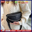 Women PU Chest Bag Alligator Leather Fanny Pack Chains Small Zipper Saddle Purse