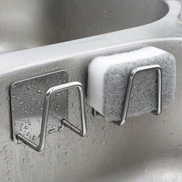 Kitchen Stainless Steel Sink Sponges Holder Self Adhesive Drain Drying Rack