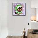 5D Diamond Painting Dog in Green Hat Full Round Drill DIY Wall Art Crafts M