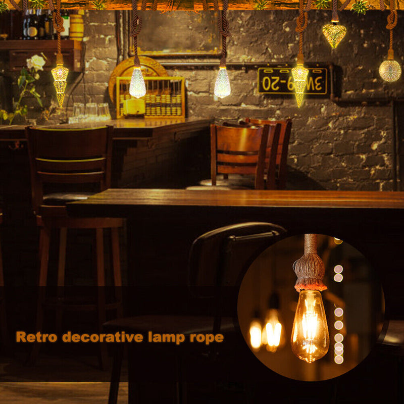 Lamp Holder Retro Jute Decorative Rope Chandelier Adapter (1m Single Head) Newly