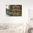 DIY Paint By Number Kit Frameless Lake House Scenery Handpainted Wall Hanging