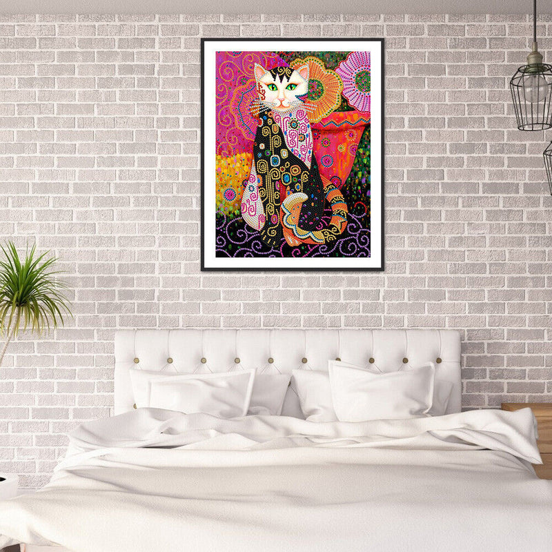 5D Diamond Painting Kit Cat Partial Special Shape Drill DIY Craft Mosaic Picture