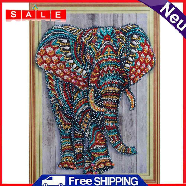 5D DIY Special Shape Diamond Painting Elephant Cross Stitch Craft Needlework Kit