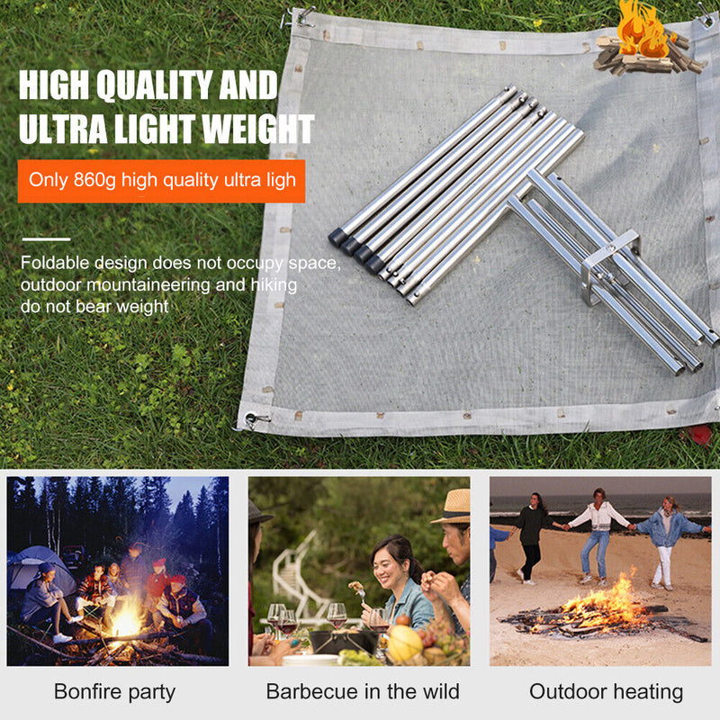 Outdoor Camp Stainless Steel Wood Stove Fire Rack Foldable Disassembling Fire Pit