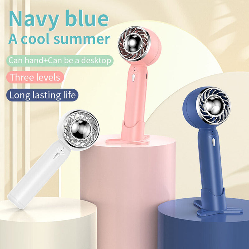 Handheld USB Mini Fan Summer Portable Outside Travel Cooling Fans (Blue)