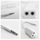 Stereo Adapter White 1 Male To 2 Female 3.5mm Headphone Y Splitter Audio Cable