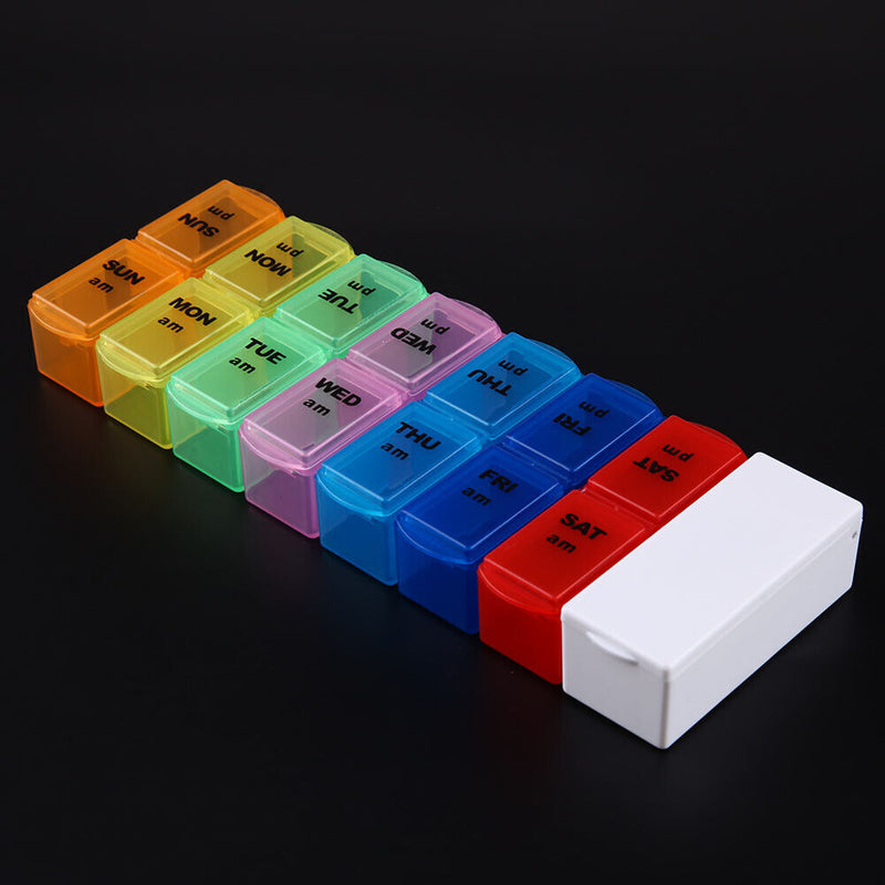 domybest Removable Pill Organizer Box One Week Bin PM Medication Taking