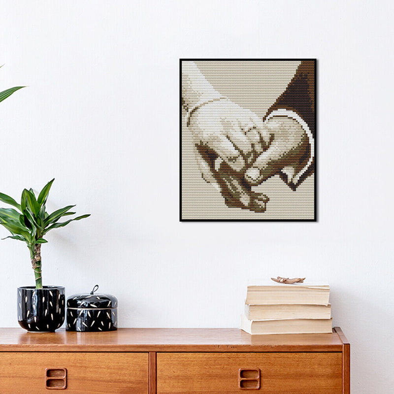 14CT Full Cross Stitch Hand in Hand Stamped DIY Kits Handmade Embroidery Newly