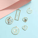 Open Bezel Pendants 56pcs Hollow Pressed Flower Frame Pendant Blank Charms Newly