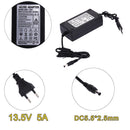 13.5V 5A AC to DC Power Adapter Dual Cable Converter Universal 5.5x2.1-2.5m