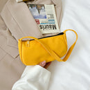 Fashion Nylon Underarm Tote Bag Women Solid Shoulder Small Hanbag (Yellow)