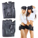 Adults Fashion Anti-Skid Half-Finger Hollow Leather Gloves Hip-Hop Rivet Glov