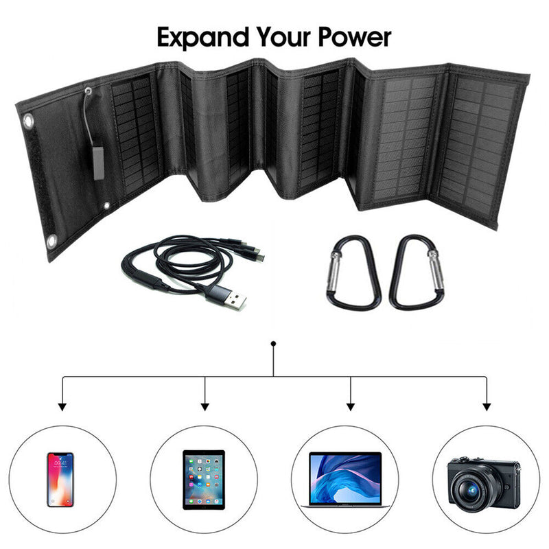 25W Foldable Solar Panel Charger Dual USB Output Phone Power Charging Devices