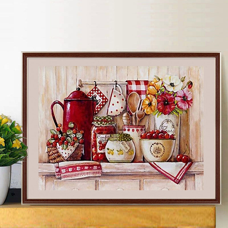 5D DIY Diamond Painting Kits Full Square Drill Kitchenware Mosaic Wall Drawin