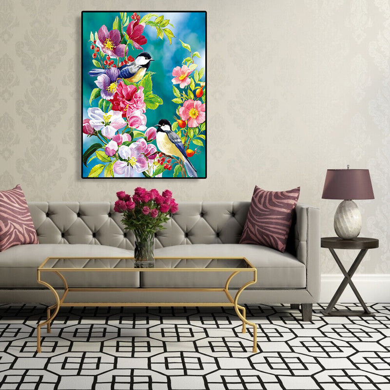 Painting By Numbers DIY Birds Flowers Canvas Oil Art Picture Home Room Decor Kit