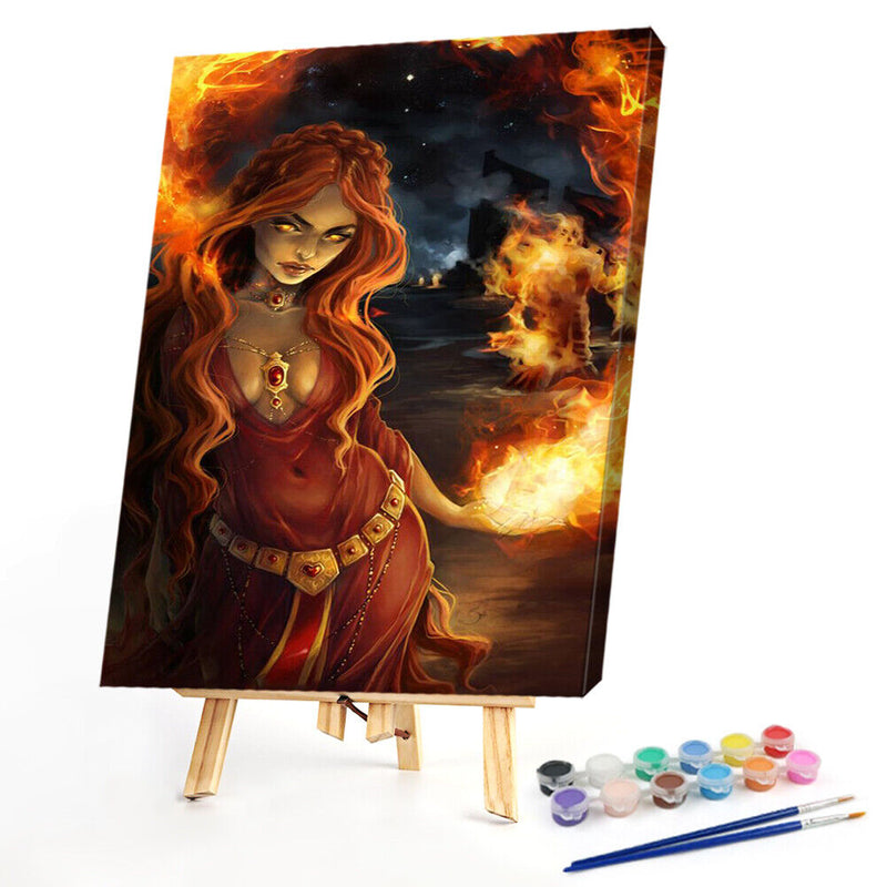 Redhead Witch Oil Paint By Numbers Drawing DIY Picture for Adults Children Decor