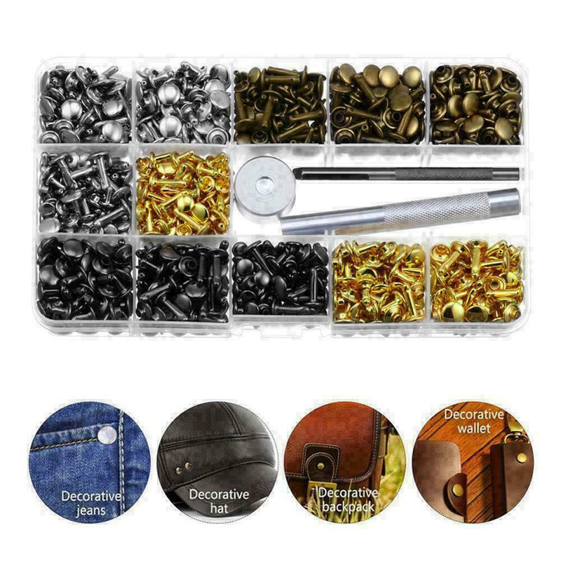 480Pcs Rivets Double Cap Tool Kit Metal Studs Sets Craft X4Z1 B5Q7 U2U0 F3E0