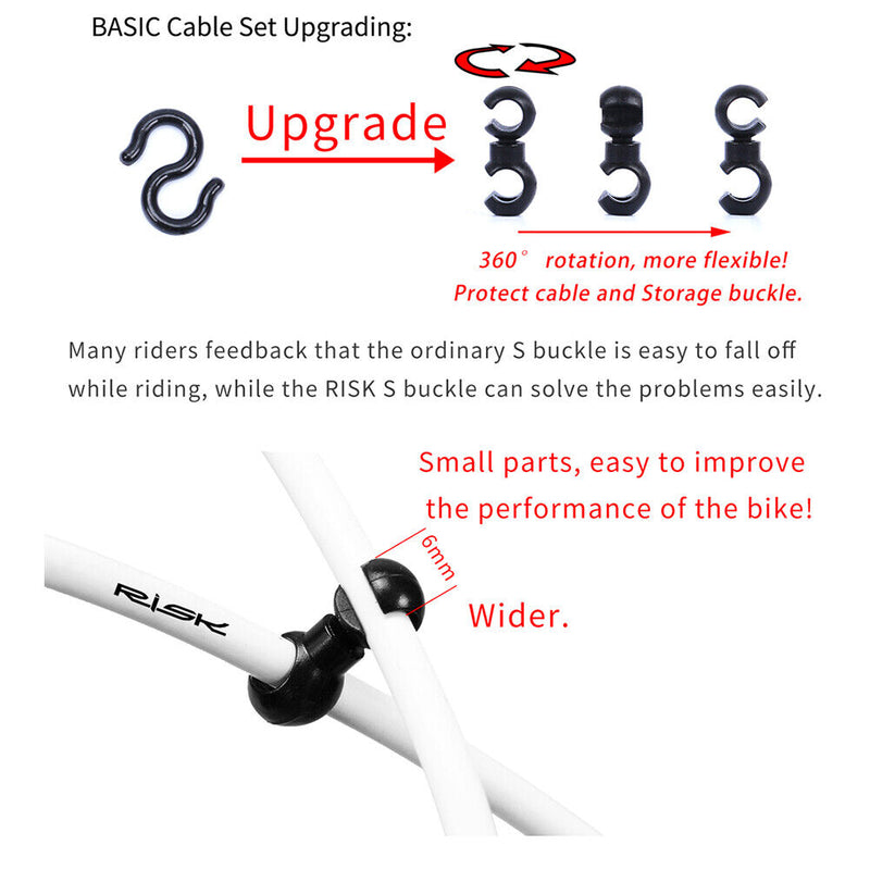 RISK Bicycle Shift Cable Set for MTB Bike Derailleur Wire Tube Line (Black)