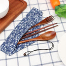 Japanese Portable Wood Chopsticks Fork Spoon Tableware Cutlery Set (A)