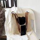Summer Love Straw Woven Handbags Women Knitted Bucket Shoulder Bag (Camel)