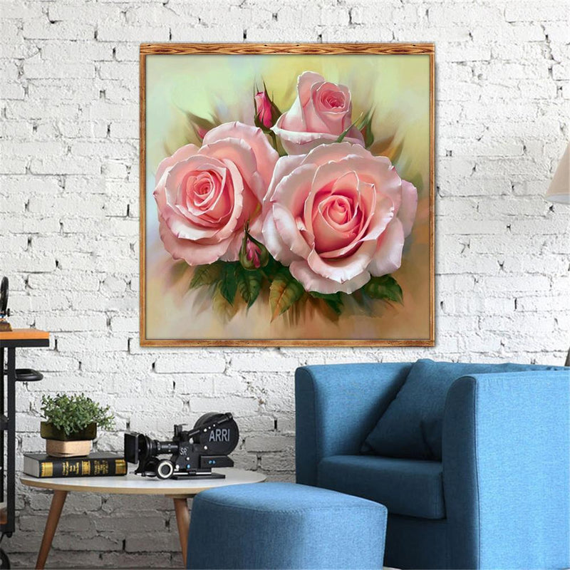 GLOBEAGLE 5D DIY Diamond Painting, Motif: Three Flowers, Cross Stitch, St