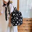 Student School Bags Canvas Casual Shoulder Backpack Women Cow Print Rucksack