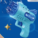 Bubble Guns Toys 12 Holes Electric Bubbles Machine for Kids Play (Blue)