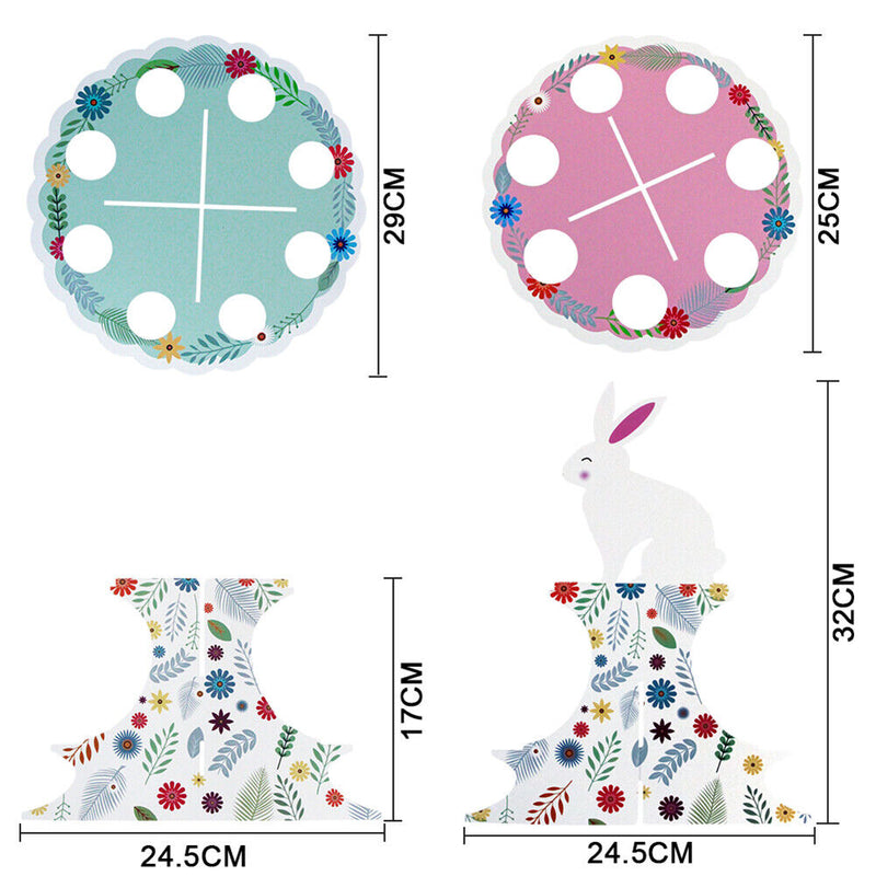 2 Layers Easter Egg Tray Party Dessert Cupcake Display Holder (B Flower)