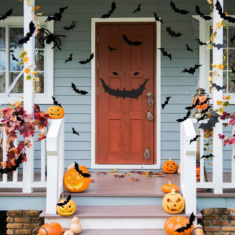 12 Halloween Bat Black Vinyl Stickers Window Decorations Spooky Party Kids/
