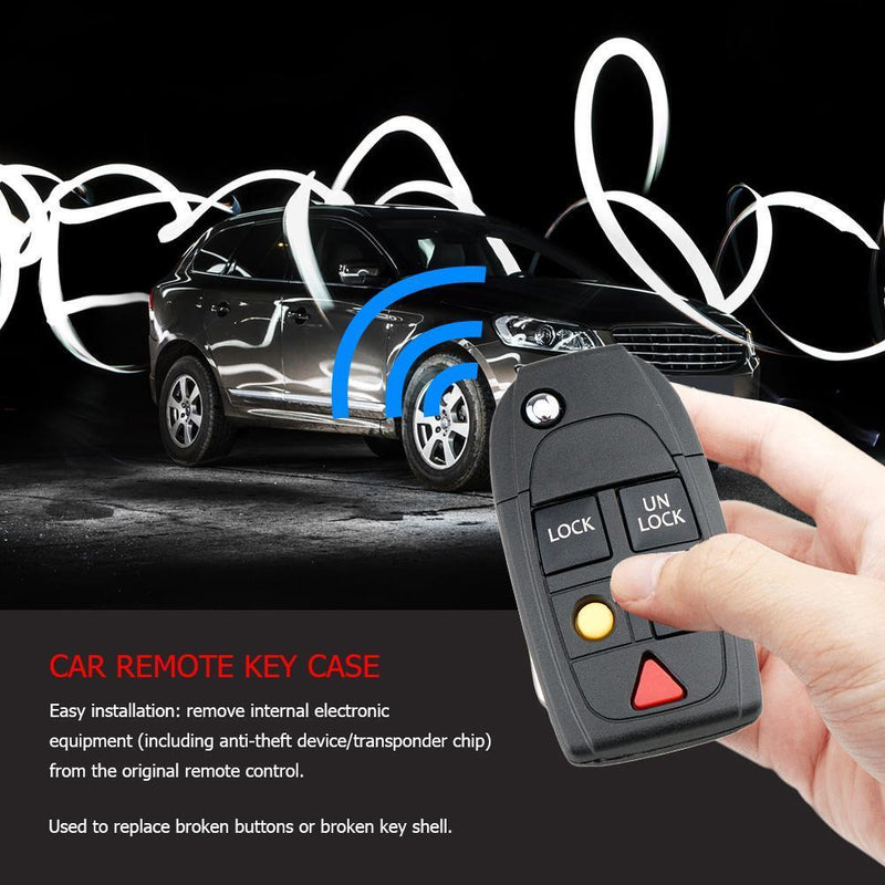 Car Remote Key Case 5 Buttons Flip Folding Key Shell Replacement for  V70