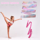 Flashing Glitter Dance Ribbon Gymnastics Ballet Twirling Stick (2m White) Newly
